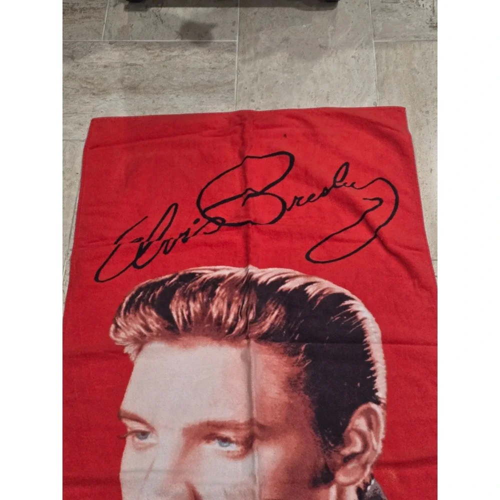 Vintage Elvis Presley Beach Towel Cotton Terry Cloth Signature 54x24 100% Cotton